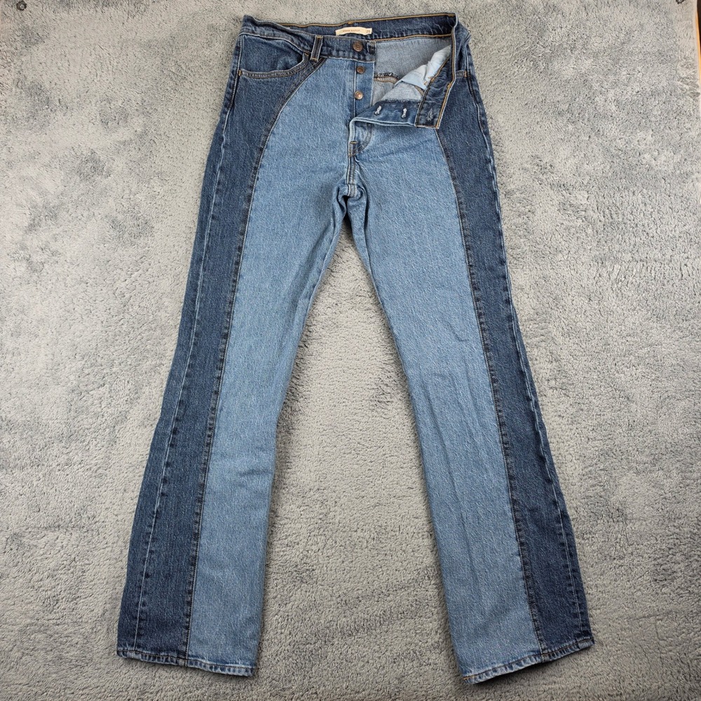 Levis Wedgie Bootcut Womens Jeans 29 Blue Two Tone Panelled Premium Button Fly